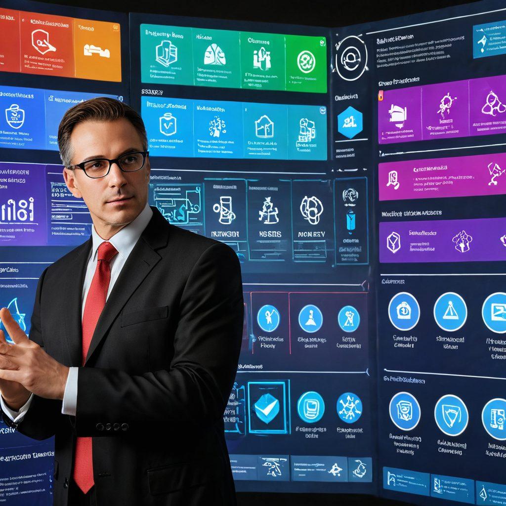 A user-friendly digital interface of the ICIS Database displaying colorful safety data sheets, with a highlighted section showing essential chemical compliance symbols. In the background, illustrate a professional navigating through data charts with a focus on risk management strategies. Include a blend of chemical elements and safety icons to emphasize protection. Modern, sleek design with vibrant colors and seamless integration of technology. super-realistic. vibrant colors. 3D.
